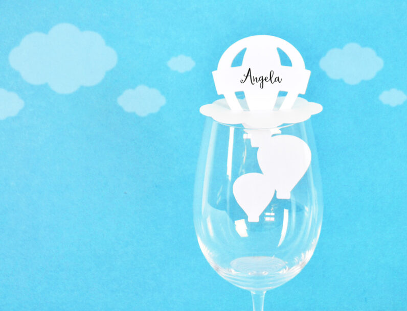 Hot Air Balloon Wine Glass Place Cards Set of 24