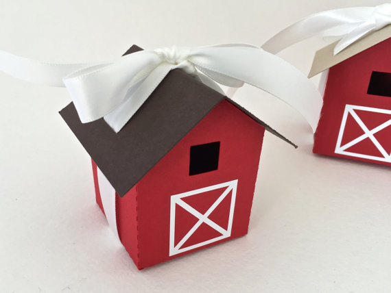 Mini Barn Favor Box/ Luminary Set of 12
