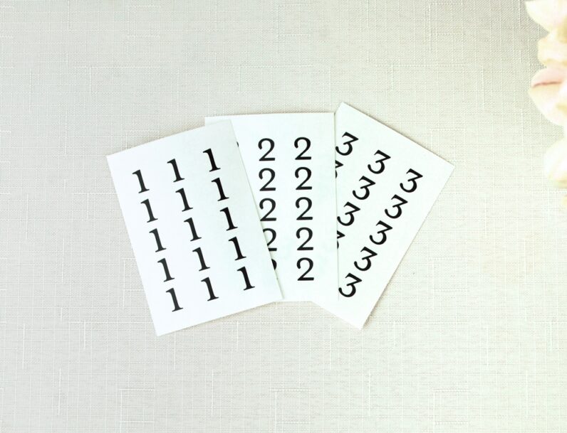 Table Number Stickers Elegant Serif font