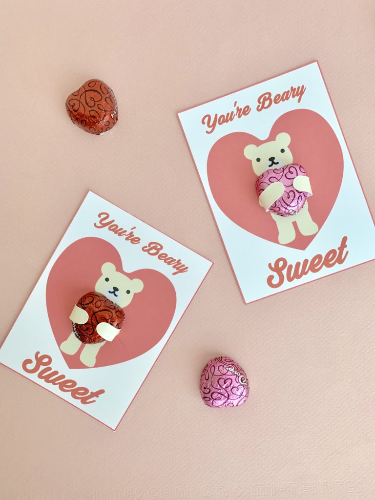 Dove Chocolate Hearts Teddy Bear Hugs Valentine’s Free Printable