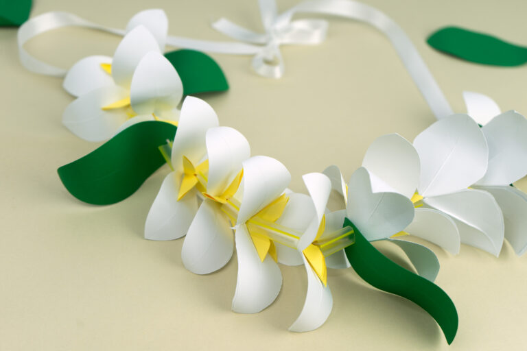 Easy DIY Plumeria inspired Paper Lei for Graduation