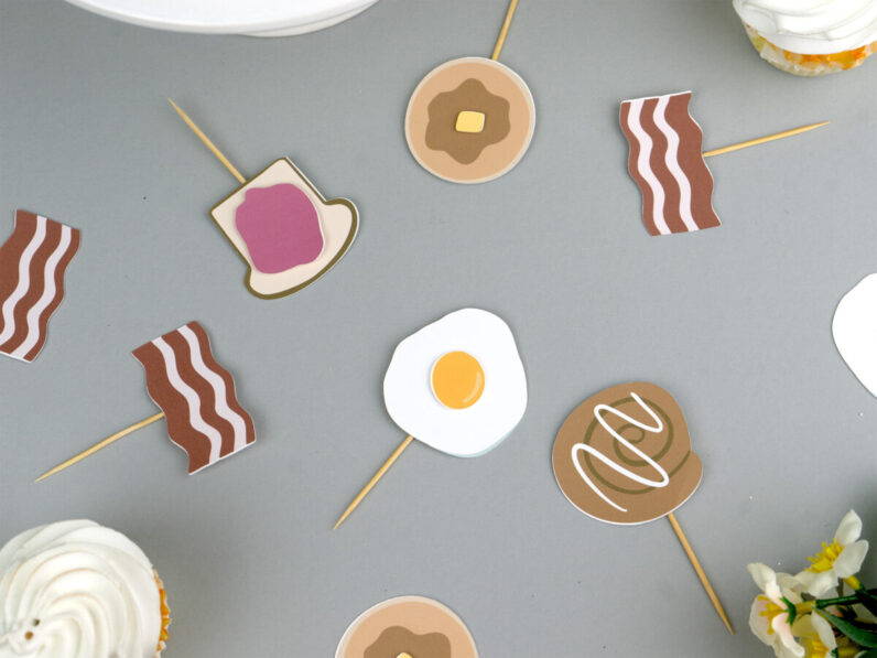 Breakfast Cupcake Topper / Appetizer Picks Set of 12