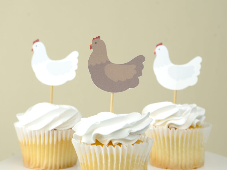 Chicken Party Cupcake Topper / Appetizer Picks Set of 12 | This Chick Is ONE BW61612