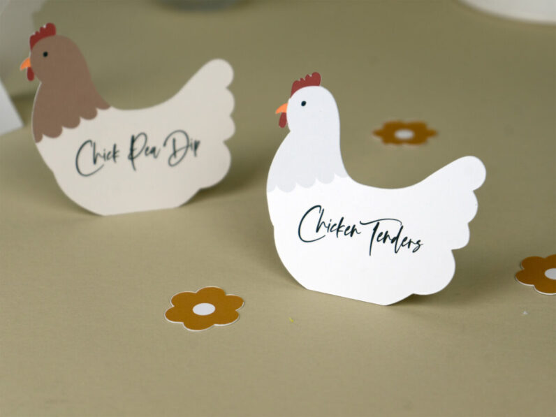 Chicken shaped Place cards Food Label Tags Party Decor Set of 24 BW61612