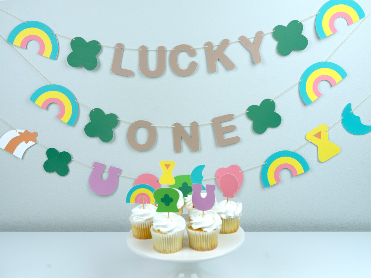 Lucky Charms St Patricks Party Cupcake Topper Set BW71161 | First Birthday | Lucky One | Three is a Charm | Lucky in Love | - Image 2