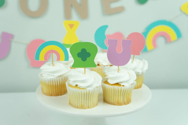 Lucky Charms  St Patricks Party Cupcake Topper Set BW71161 | First Birthday  | Lucky One | Three is a Charm | Lucky in Love |