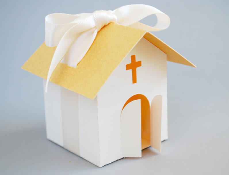 Mini Church Favor Box/ Luminary  Church Event Decor Christening Set of 12