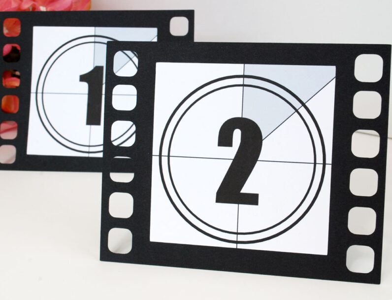 Movie film Table Numbers for Oscars / Hollywood Party || table decor, centerpiece,