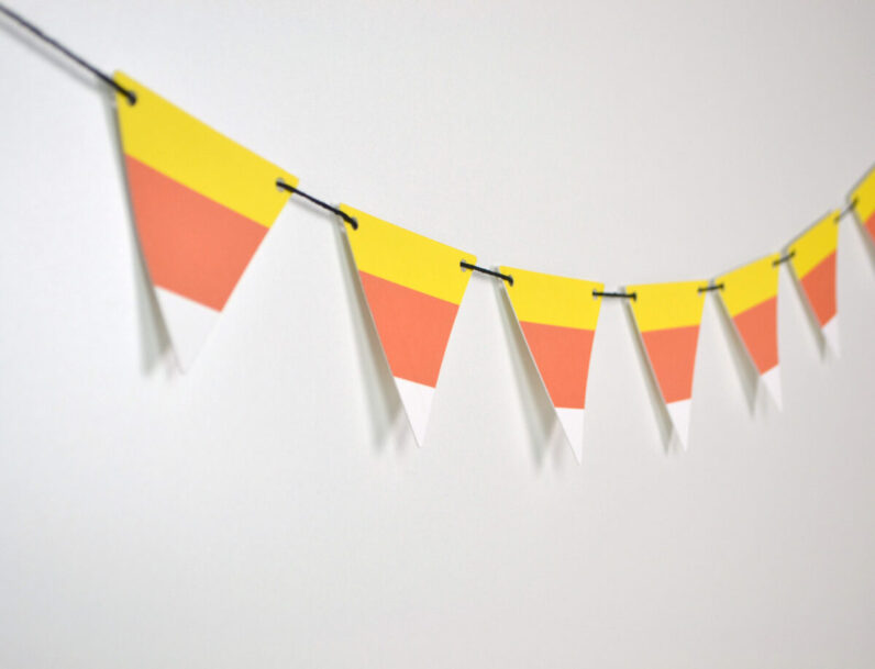 Halloween Garland – Candy Corn Paper Pennant Banner, 6ft Decoration for Home or Party