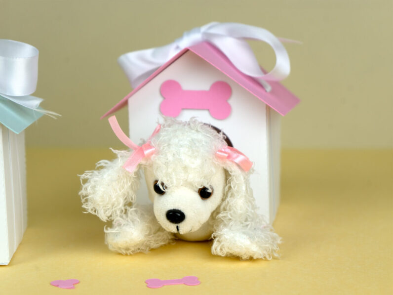 Dog House Favor Box Medium Size  | fits small plushies | Set of 6 Choose Roof Colors