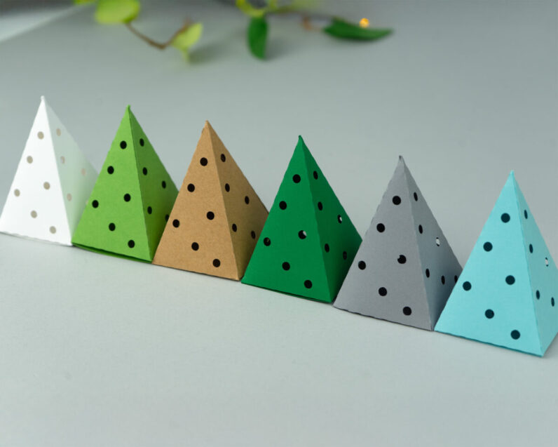 Woodlands Colors Christmas Tree 3in1 Luminaries / Favor Box Set of 6