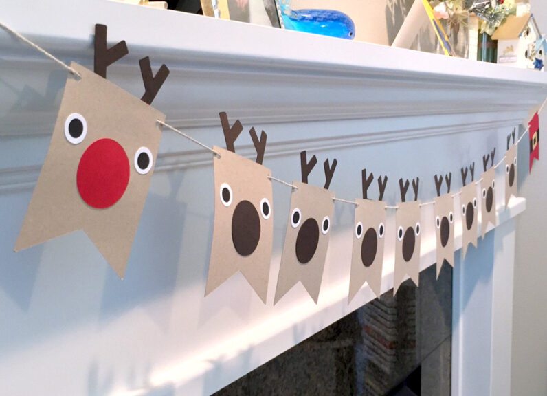 Reindeers and Santa Fun and cute Christmas Paper Garland